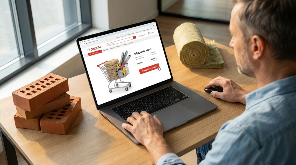 Процесс оформления заказа на JD.com для строительных материалов