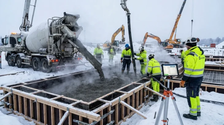 Зимняя заливка фундамента в 2025-2026: новые технологии против морозов Зимняя заливка фундамента в 2025-2026: новые технологии против морозов