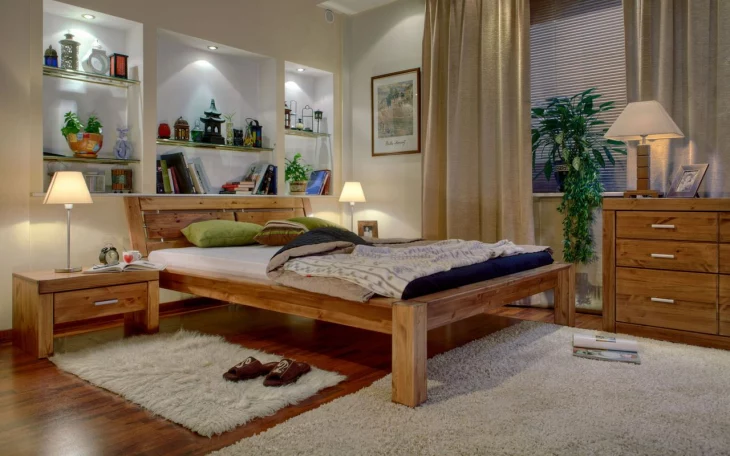 Предметы мебели из массива дерева для спальни