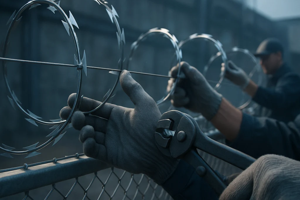  Как насадить спираль на несущую проволоку и зафиксировать скобами