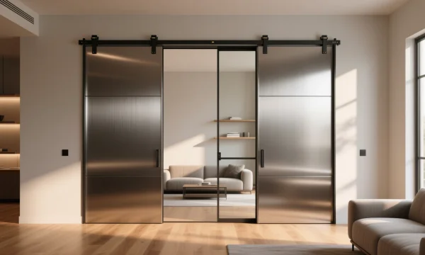 Стальные двери и раздвижные межкомнатные двери в одном доме