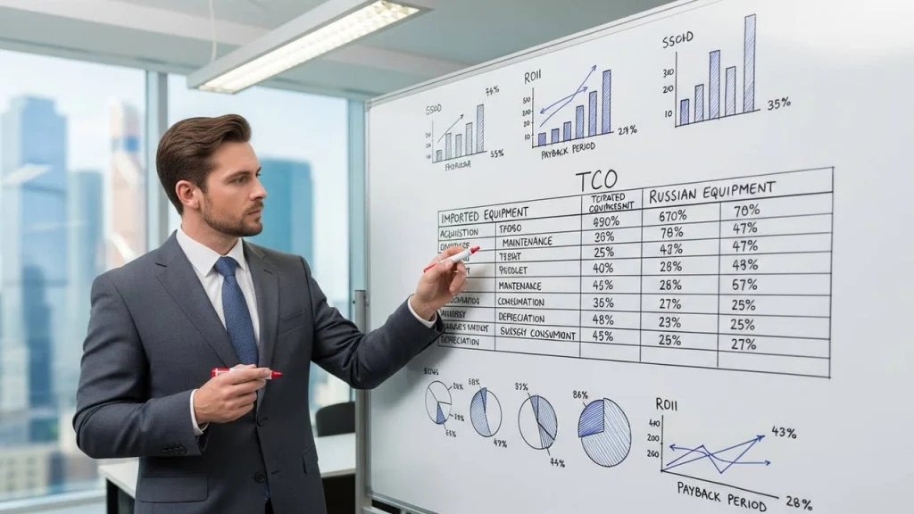 Сравнение стоимости владения TCO импортного и российского оборудования АБЗ