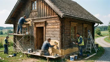Фасад в деревянном доме