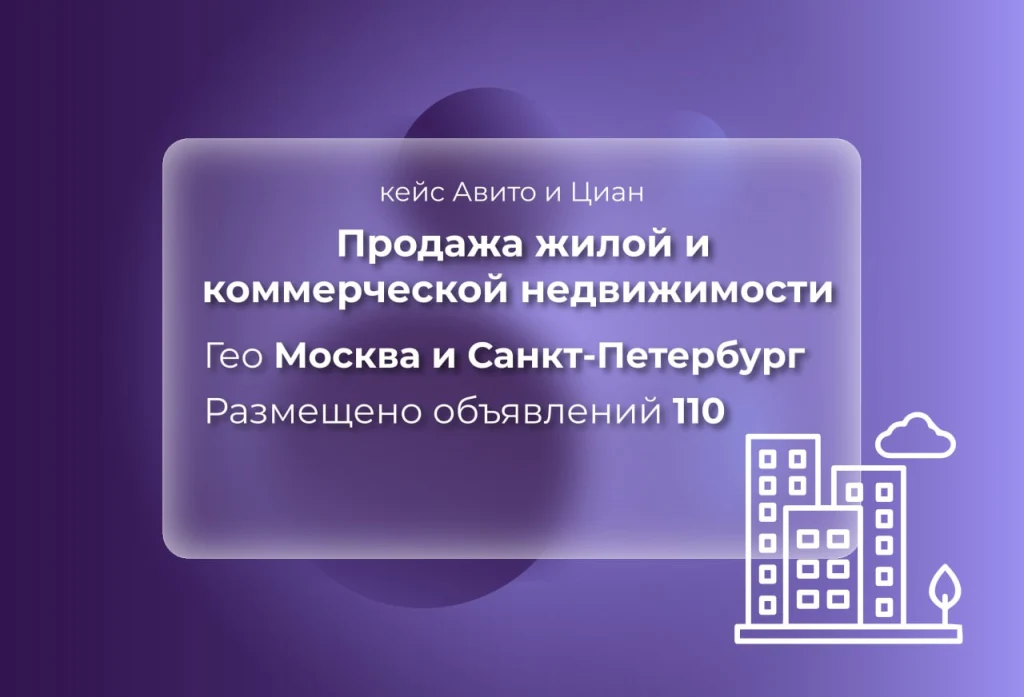 Рекламная кампания на Авито и Циан: размещение 110 объектов недвижимости в Москве и Санкт-Петербурге агентством Space Reputation