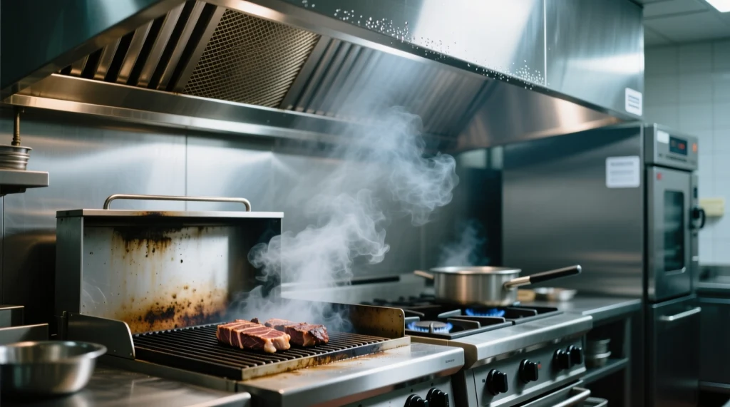 оборудование для очистки воздуха в ресторане — компактная приточно-вытяжная установка с фильтрацией в интерьере зала ресторана