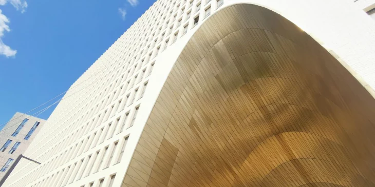 Жилой дом с «золотой» аркой построили в Москве