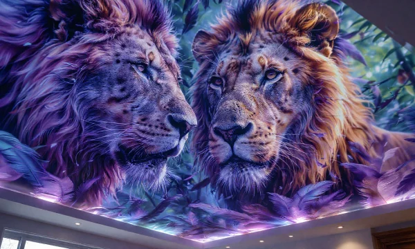 Фотопечать на натяжном потолке с изображением животных