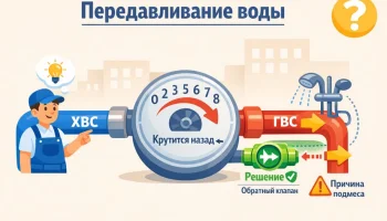 Обратный ход счетчика ГВС: 5 причин передавливания, диагностика неисправности смесителя и роль обратного клапана.