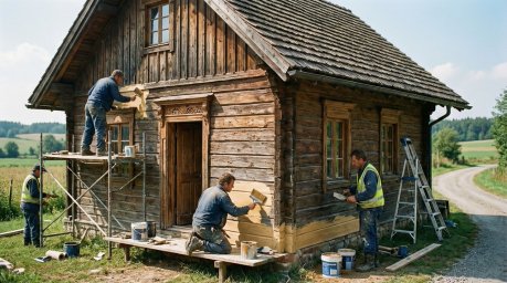 Фасад в деревянном доме