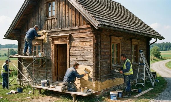 Фасад в деревянном доме