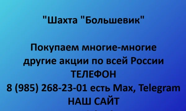 Покупаем акции &laquo;Шахта Большевик&raquo; по выгодной цене! 0