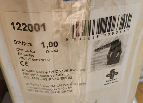 Кран-бабочка Praher S4 PVC DN125 d140 PN10 122001 1